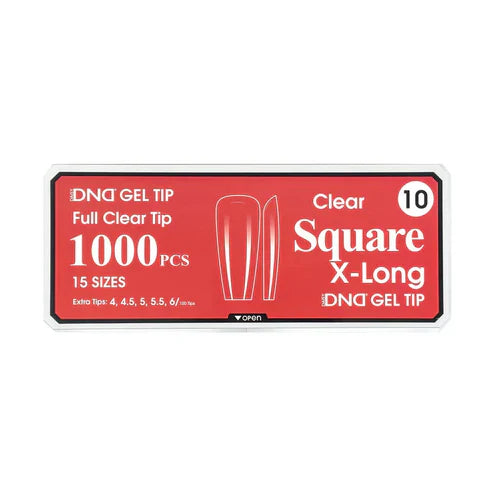 Dnd gel clear square tips 1000pcs/box - extra long