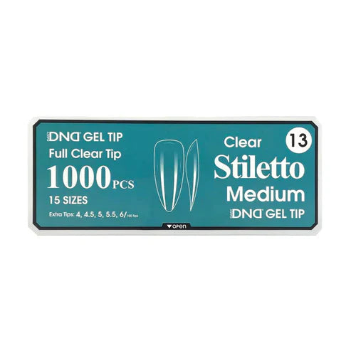 Dnd gel clear stilleto tips 1000pcs/box - medium