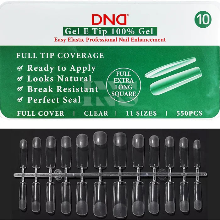 DND Gel E Tip in Box #10 - Full Long Square - Nail Tips