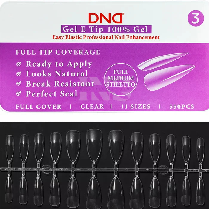 DND Gel E Tip in Box #3 - Full Medium Stiletto - Nail Tips