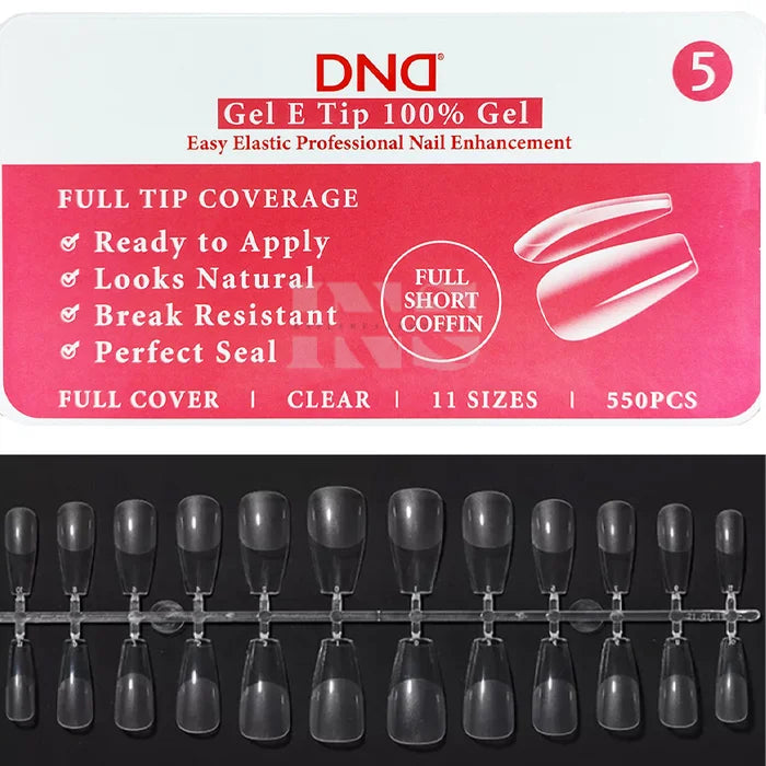 DND Gel E Tip in Box #5 - Full Short Coffin - Nail Tips