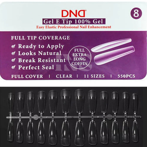 DND Gel E Tip in Box #8 - Full Extra Long Coffin - Nail Tips
