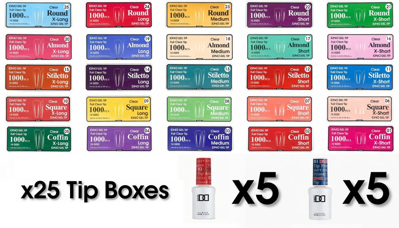 Dnd gel tip collection bundle – 25 boxes all shapes & sizes