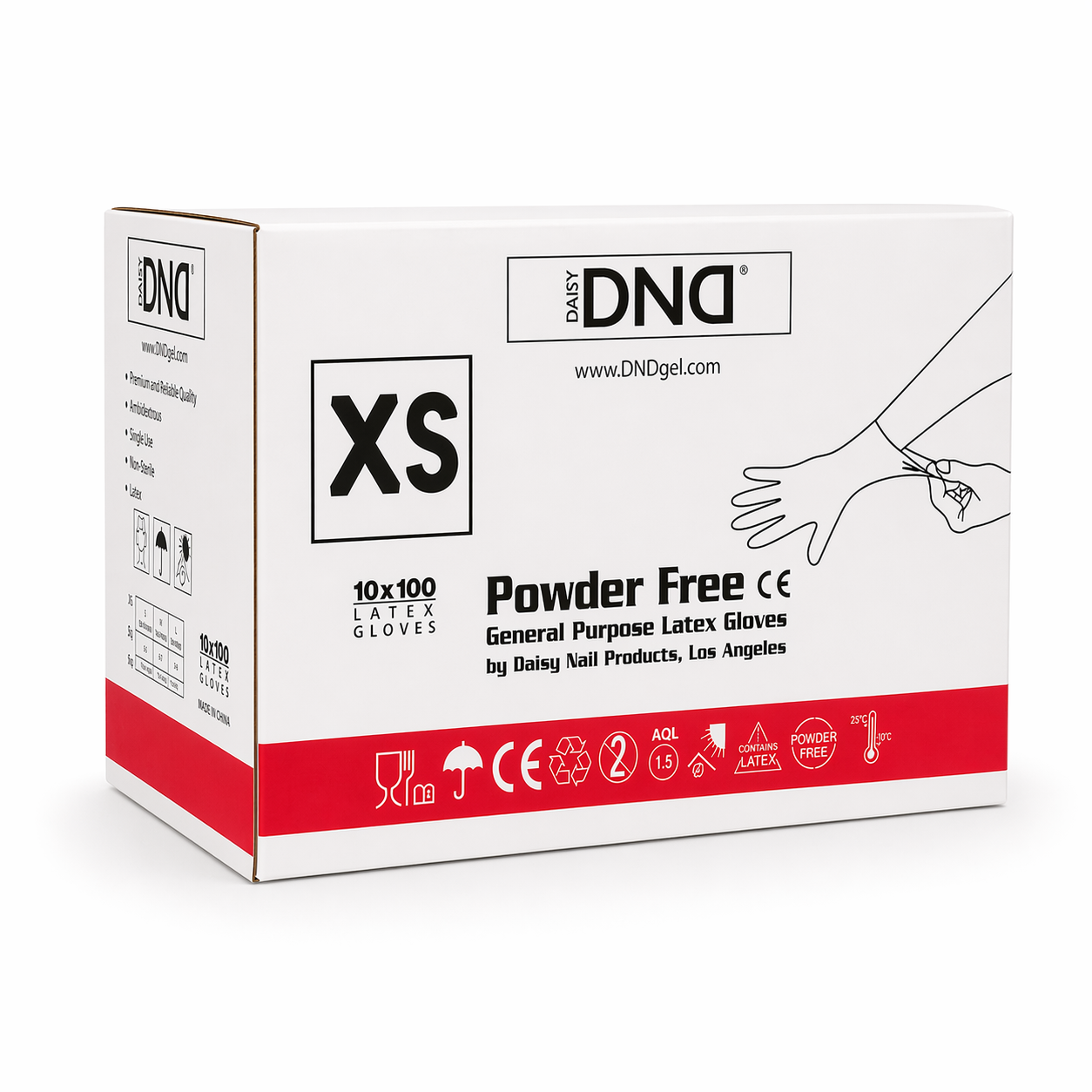 Dnd latex gloves 10/box - extra small - gloves