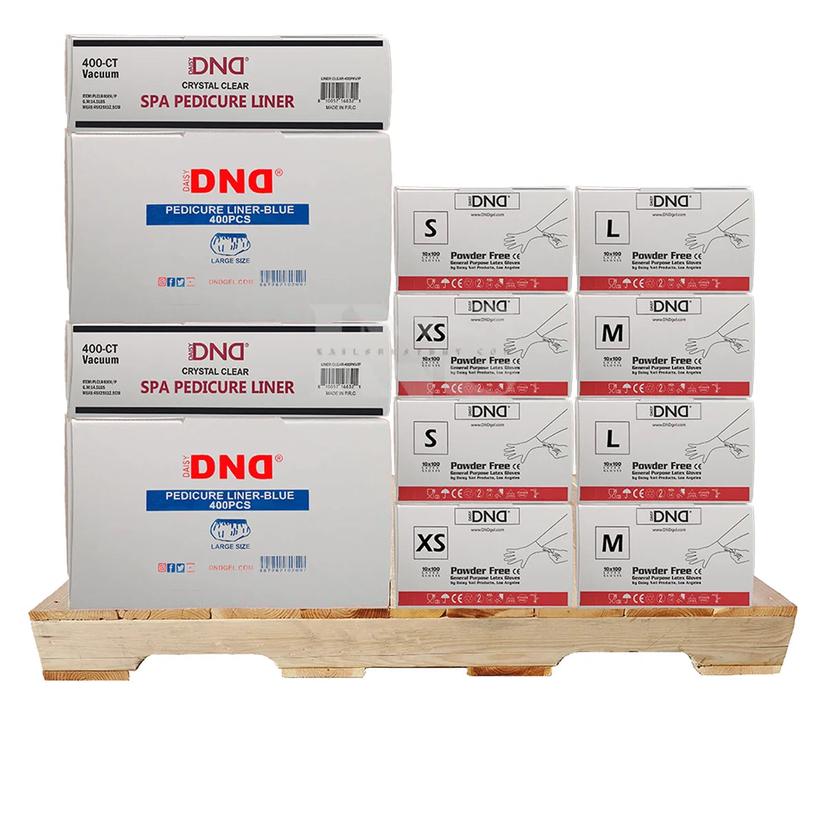 DND Pedi Liner (54 Boxes) & Latex Gloves (44 Cases) PALLET