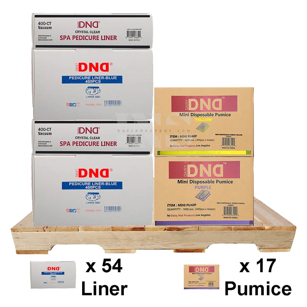 DND Pedi Liner (54 Boxes) & Mini Pumice (17 Cases) PALLET