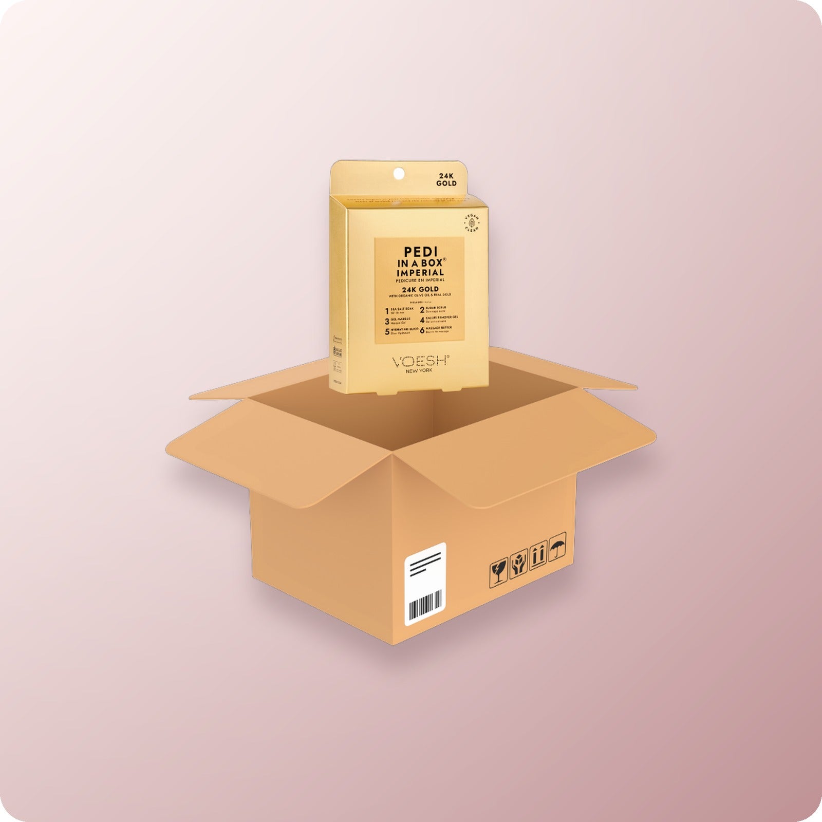 VOESH Pedi In A Box 6 Step - Imperial 24k Gold 30/Box