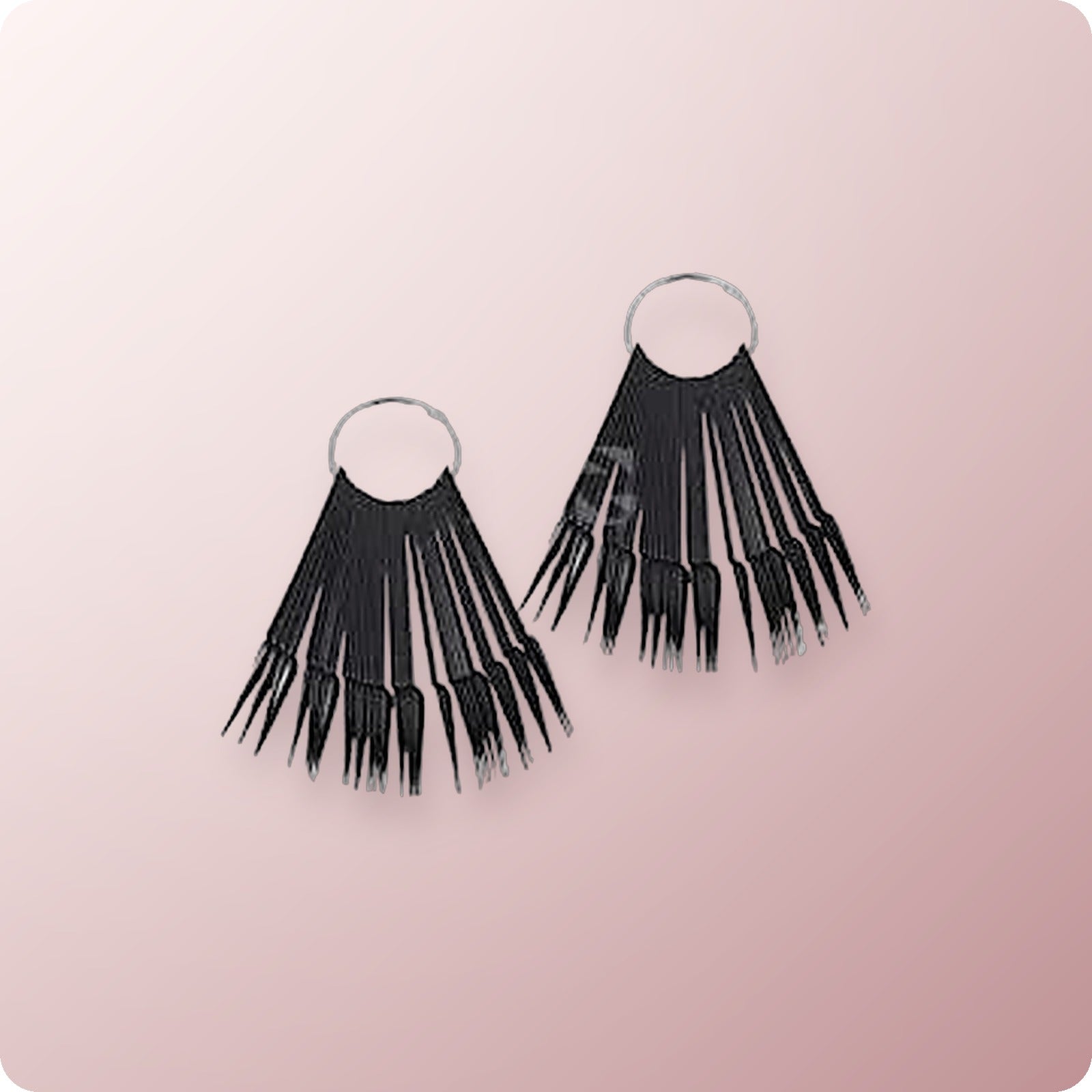 STILETTO Nail Tip BLACK Polish Display w/ RING (40 pcs)