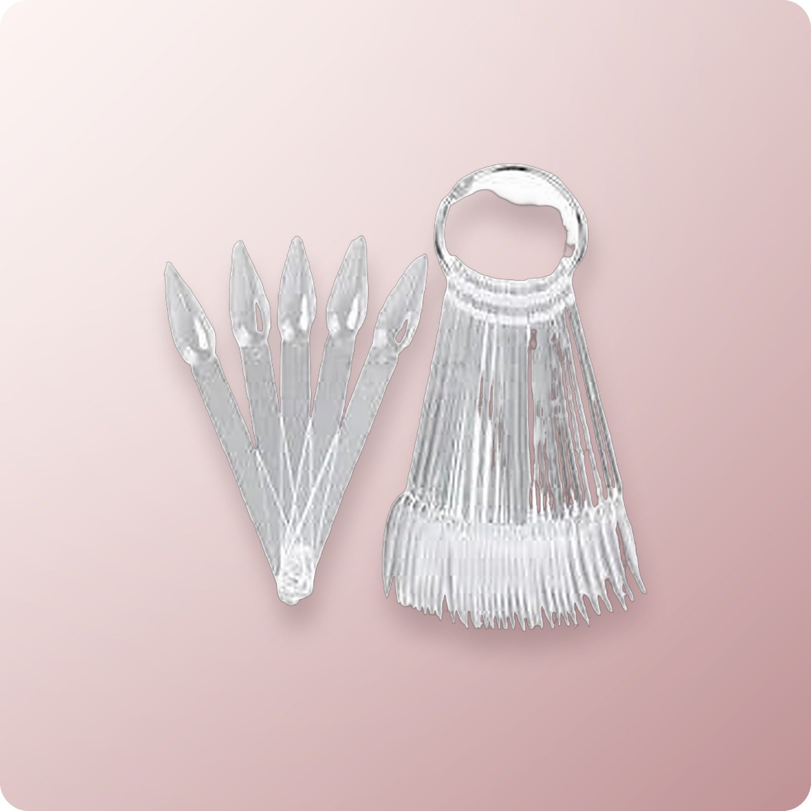 STILETTO Nail Tip CLEAR Polish Display w/ RING (40 pcs)