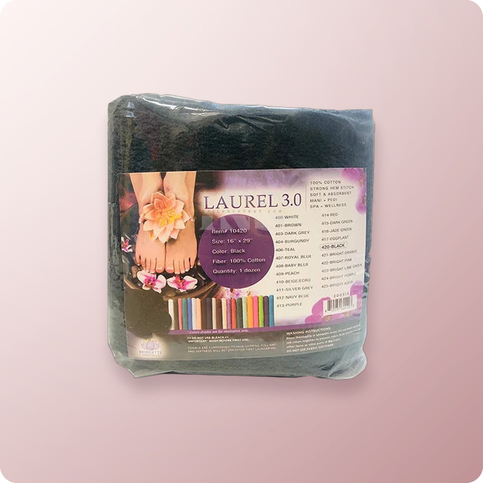 BRIDGETTE Pedi Towel 29x16 Black 12 pcs