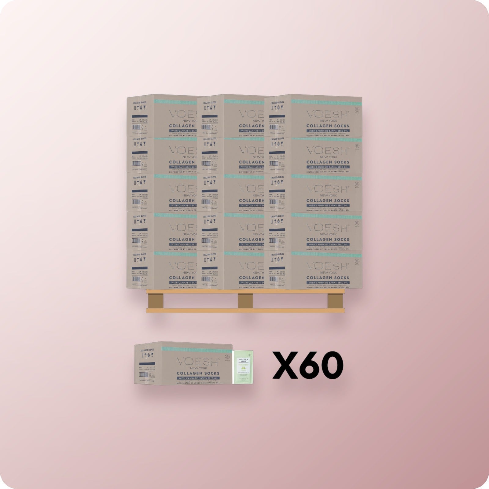 VOESH Collagen Mask Socks 100/Box - 60/Pallet (W2)