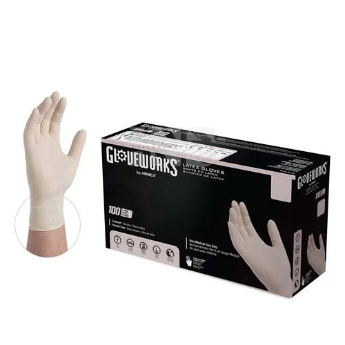 GLOVEWORKS Latex Gloves Large 10/Box - Gloves