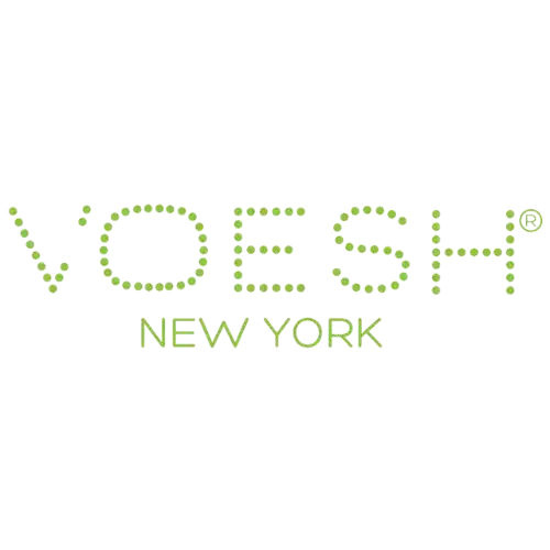 Green dotted text logo spelling ’VOESH NEW YORK’