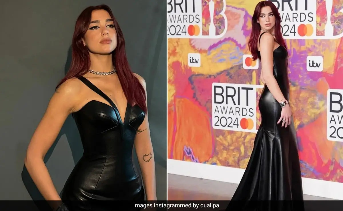 Dua Lipa Makes A Bewitching Entry In A Black Versace Dress On The 2024  Brits Awards Red Carpet