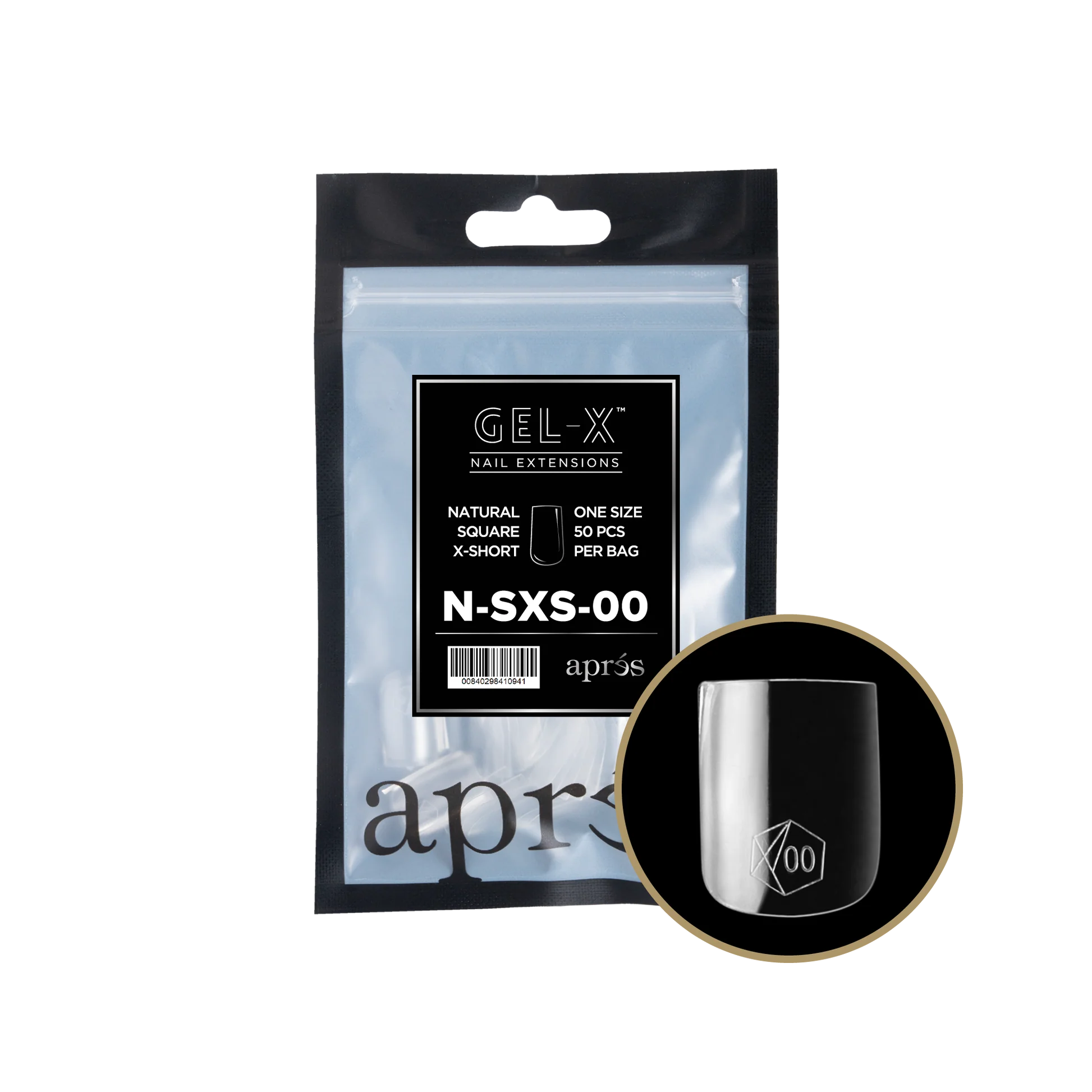 APRES Gel-X Natural Square Extra Short 2.0 Refill Bag Size 7