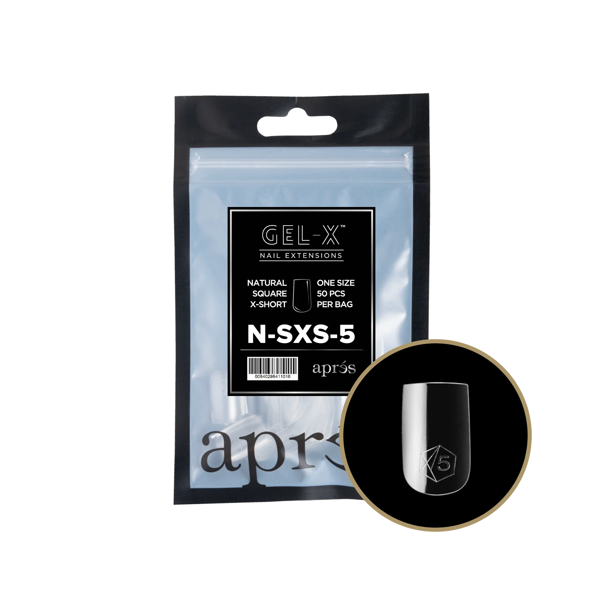 APRES Gel-X Natural Square Extra Short 2.0 Refill Bag Size 5