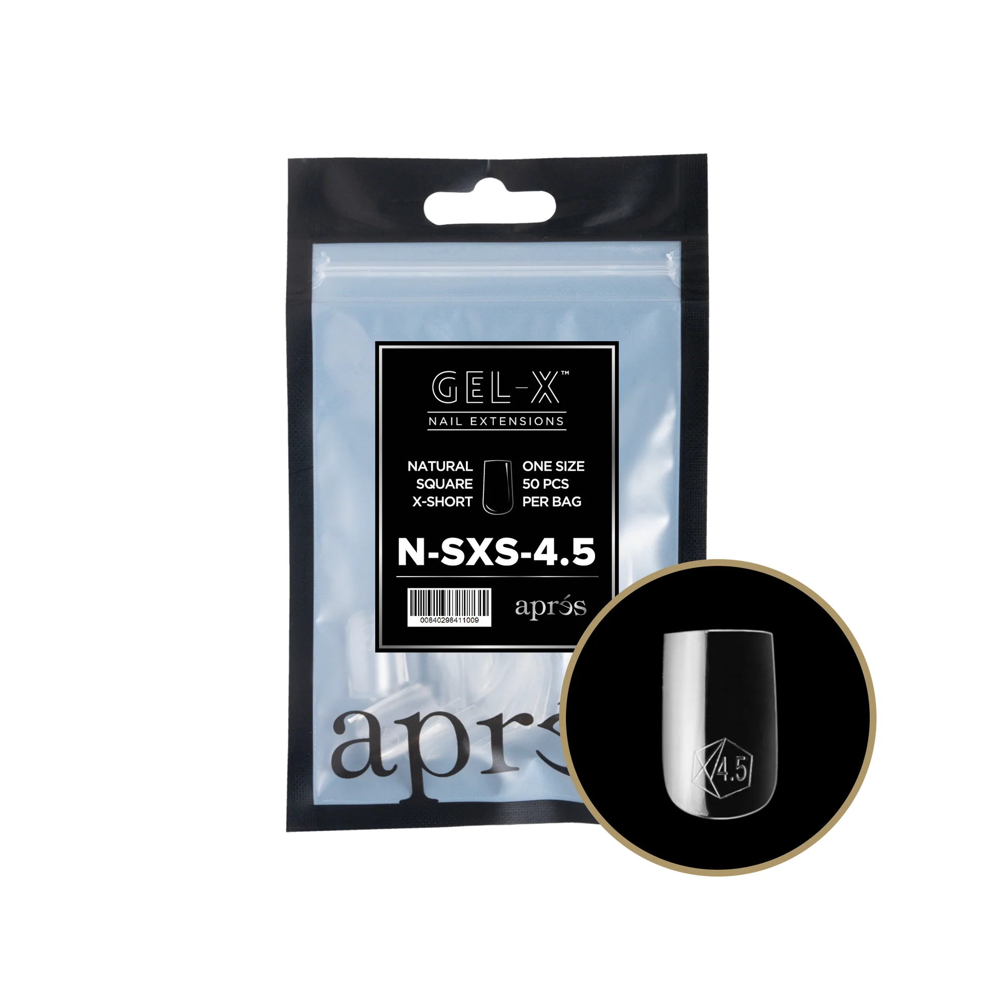 APRES Gel-X Natural Square Extra Short 2.0 Refill Bag Size 4.5