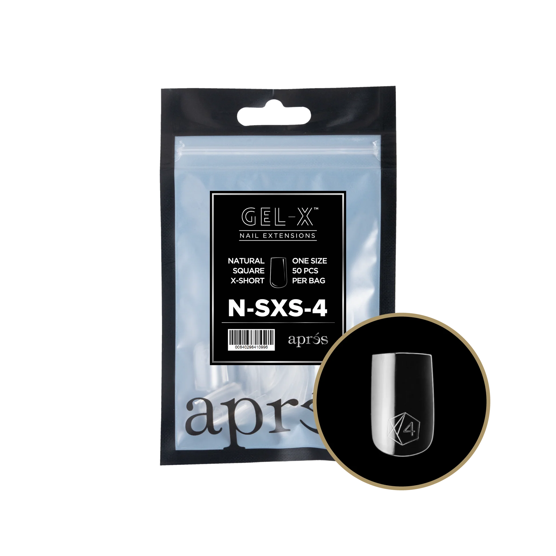 APRES Gel-X Natural Square Extra Short 2.0 Refill Bag Size 4