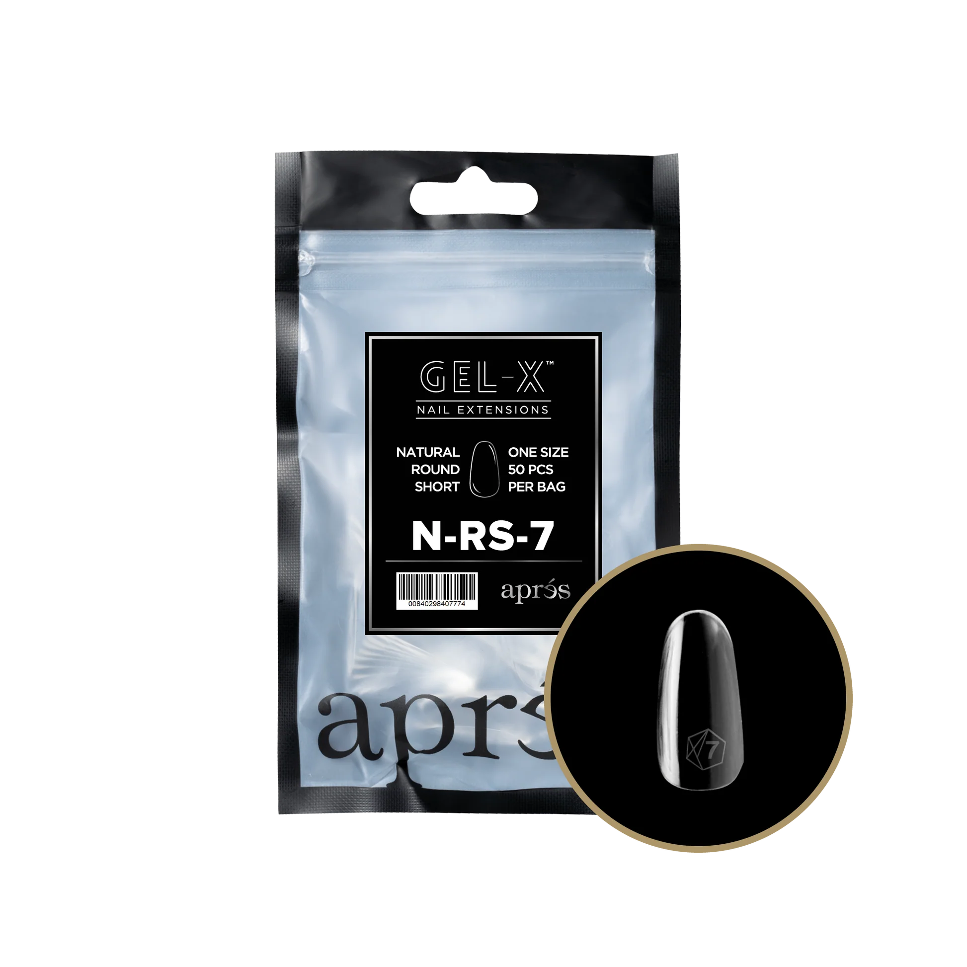 APRES Gel-X Natural Round Short 2.0 Refill Bag Size 7