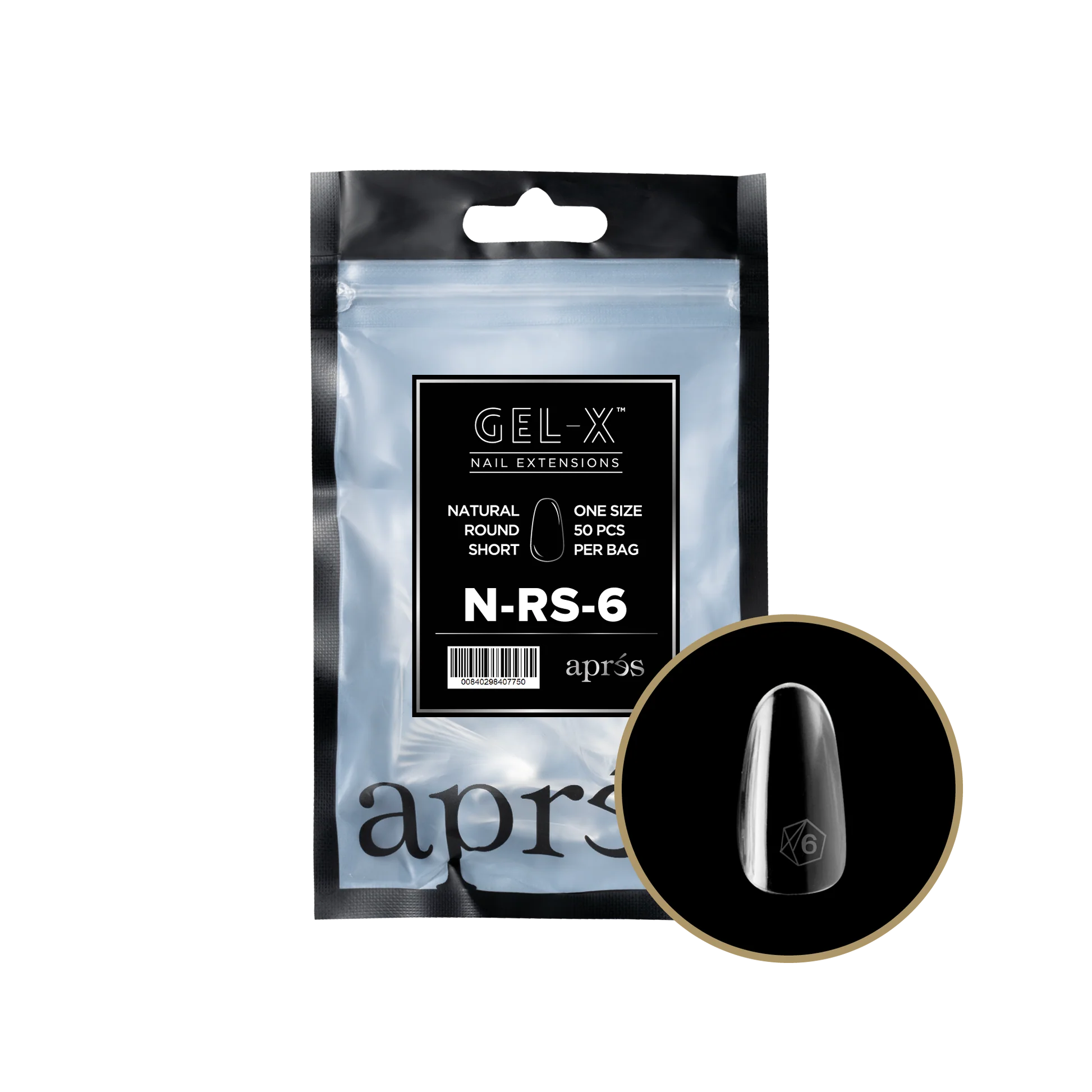 APRES Gel-X Natural Round Short 2.0 Refill Bag Size 6