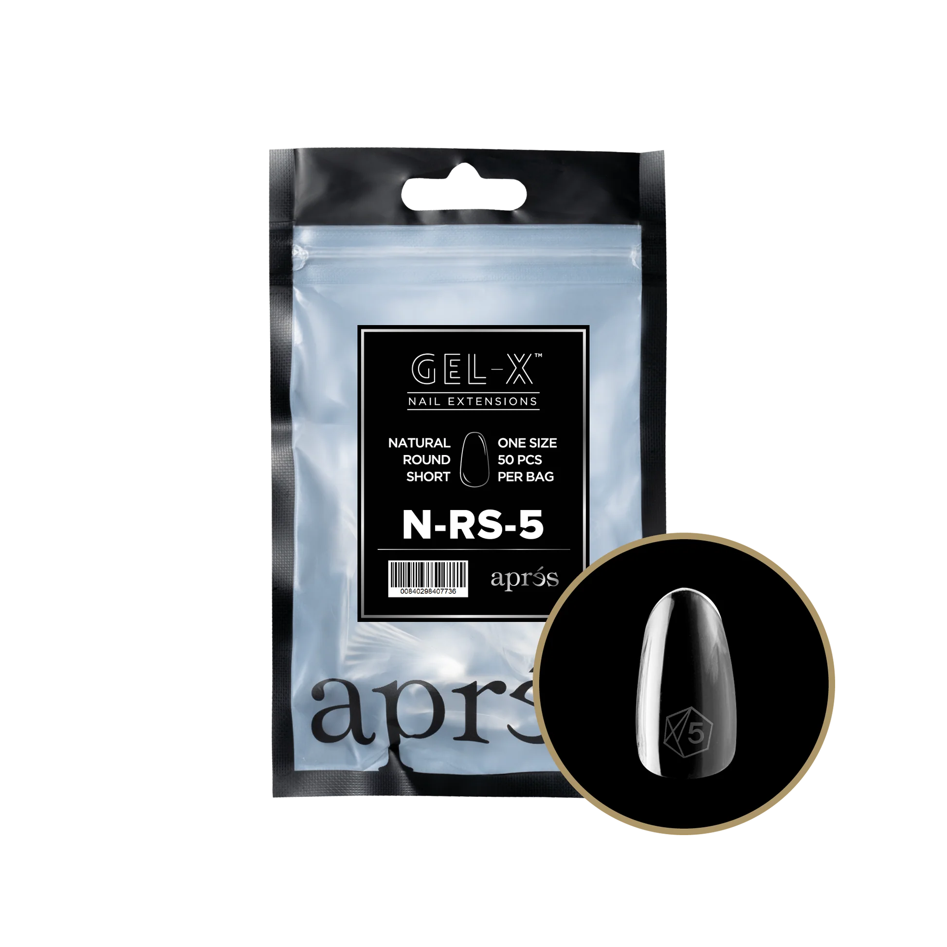 APRES Gel-X Natural Round Short 2.0 Refill Bag Size 5