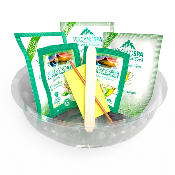 LA PALM Volcano Spa Manicure Bowl Green Tea & Aloe 30/case