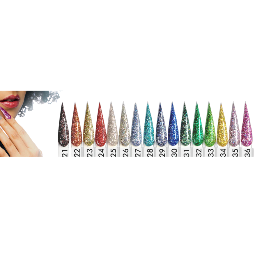 Chisel Dip Sample Color Chart GLITTER (GL21 - GL36)