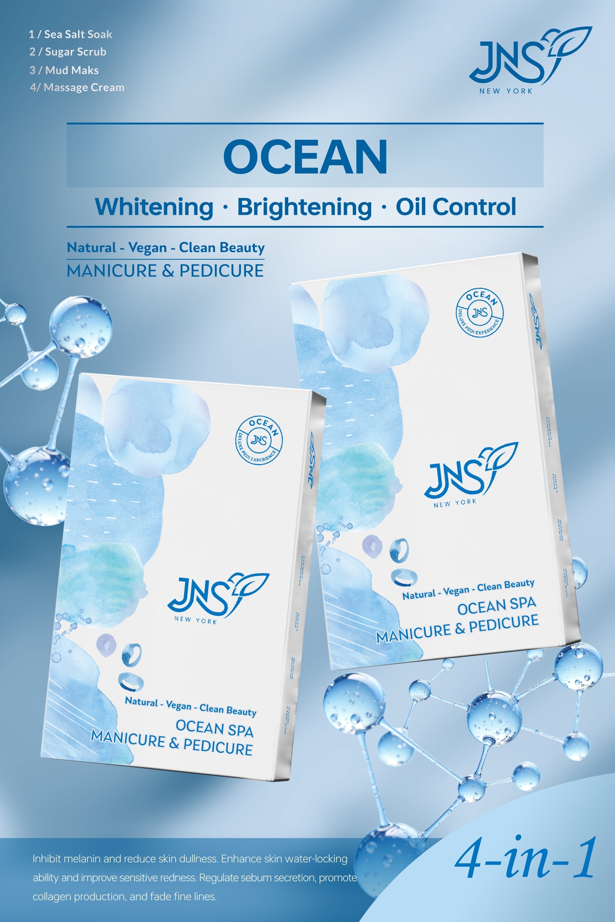 Jns 4 step pedi kit 50pk/case - ocean