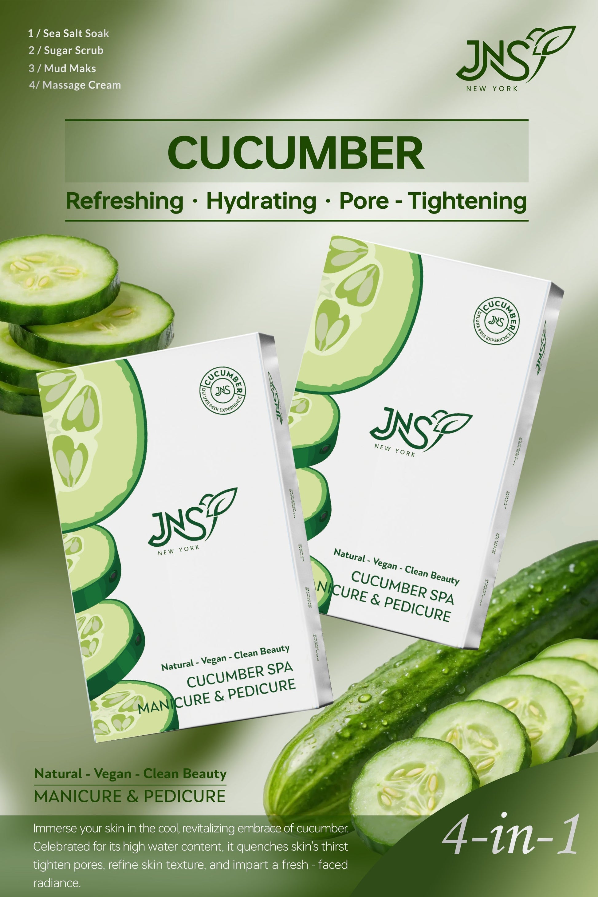 Jns 4 step pedi kit 50pk/case - cucumber