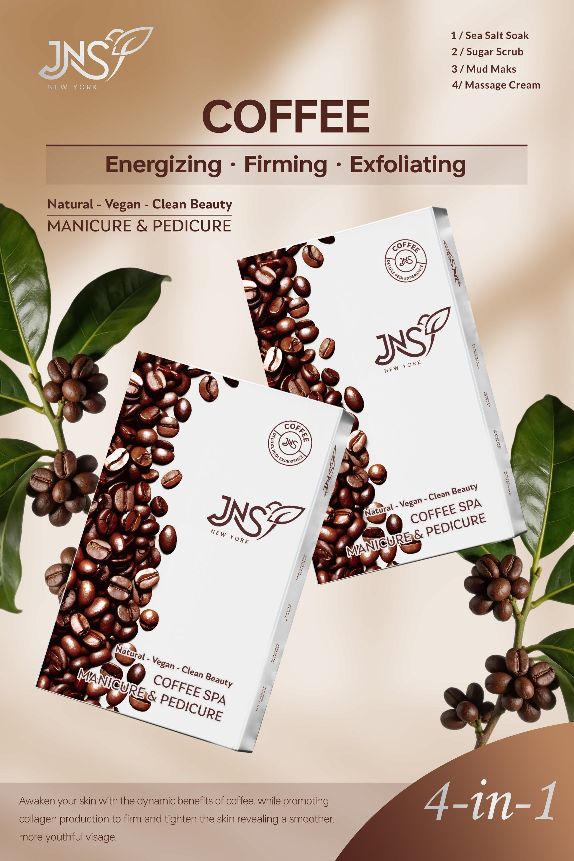 Jns 4 step pedi kit 50pk/case - coffee