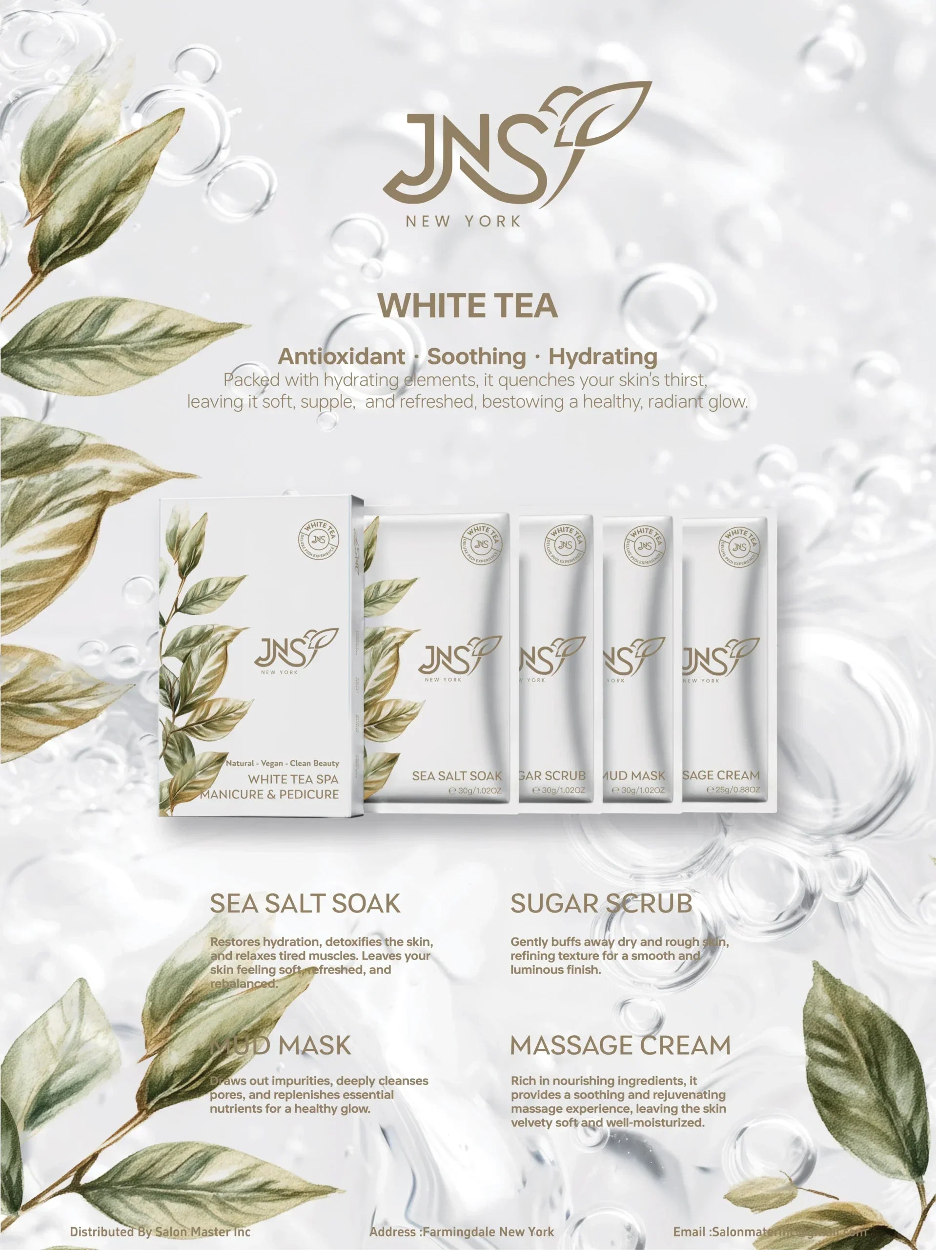 JNS 4 Step Pedi Kit 50pk/Case - White Tea