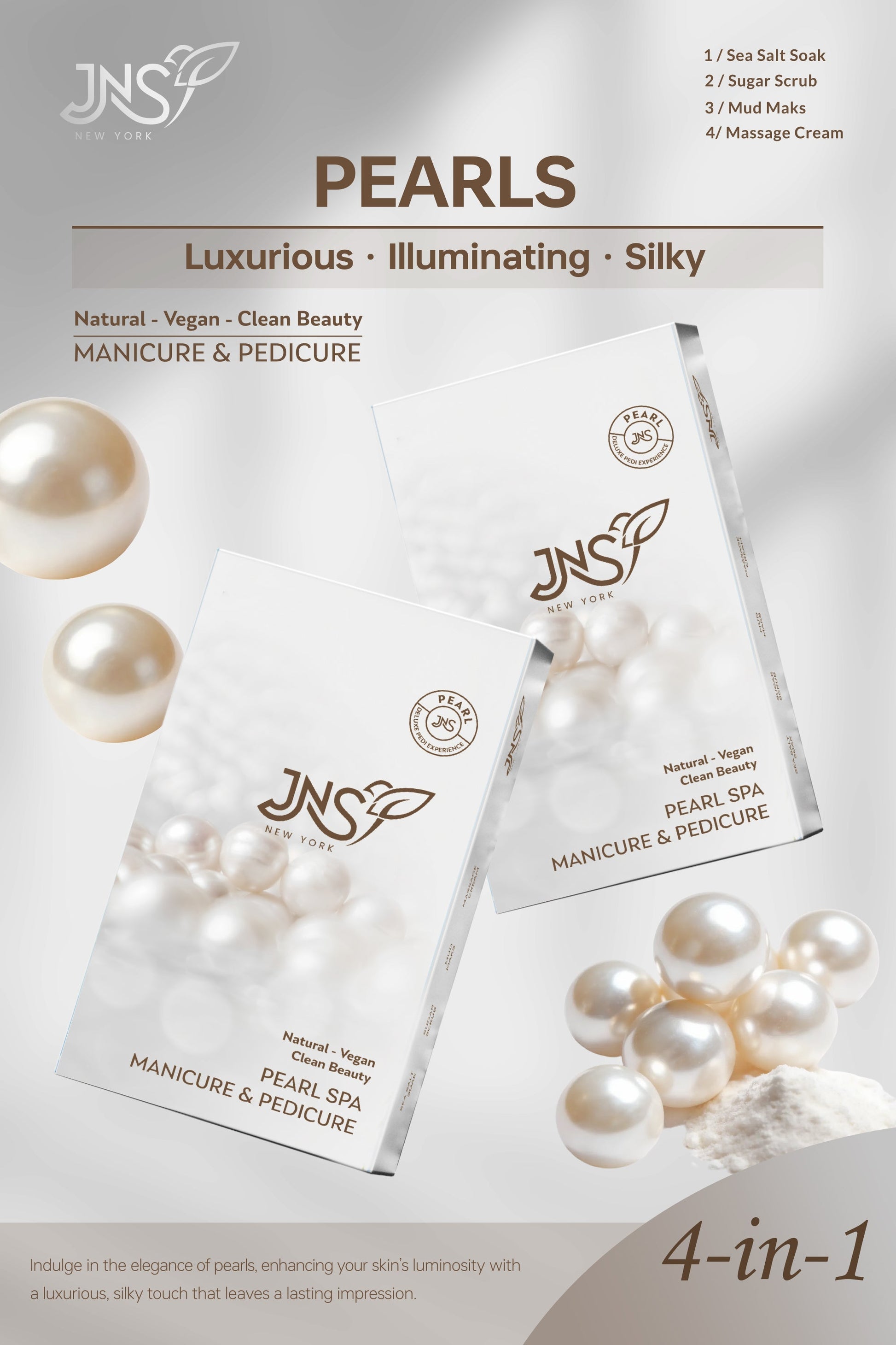 Jns 4 step pedi kit 50pk/case - pearls