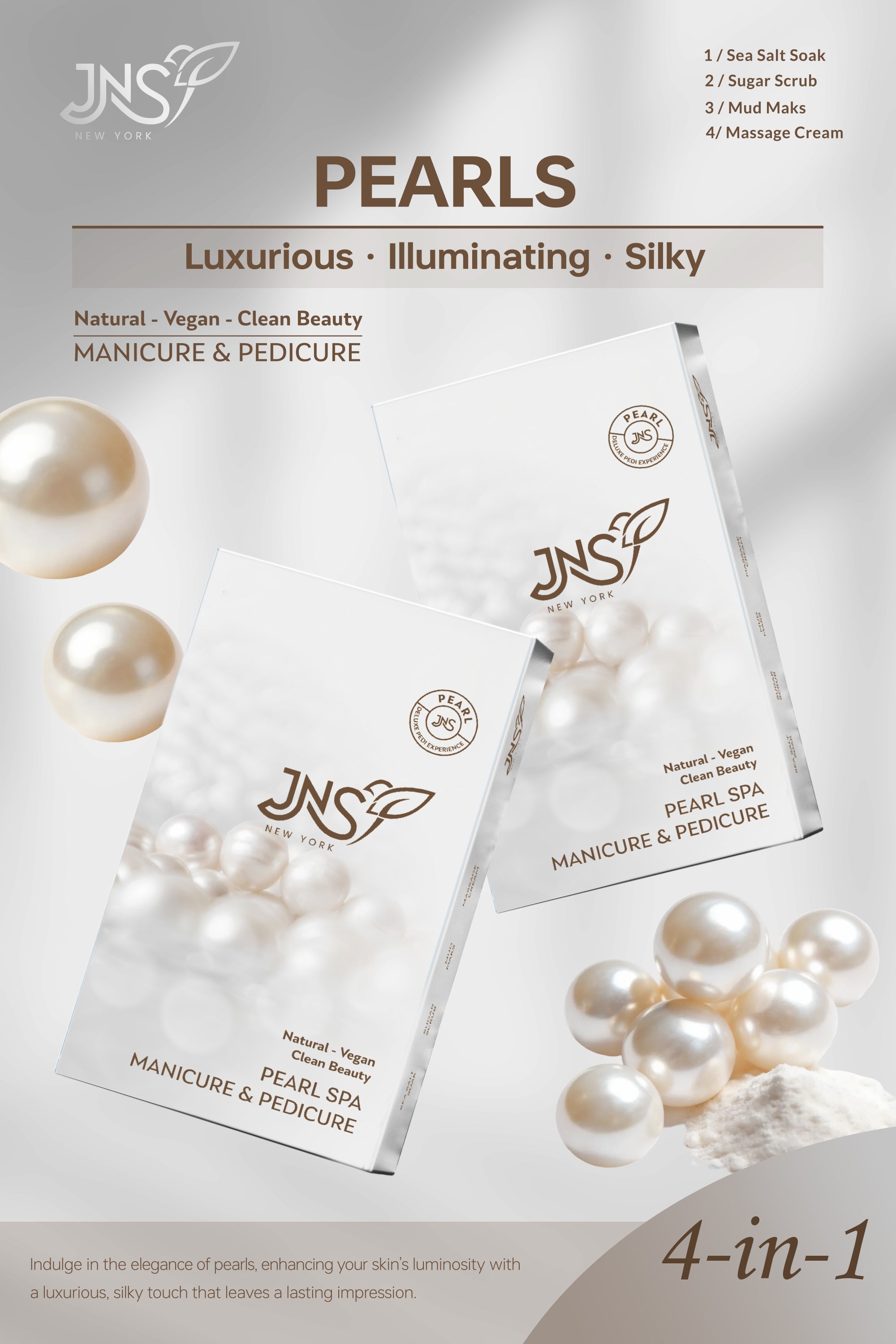 Jns 4 step pedi kit 50pk/case - pearls