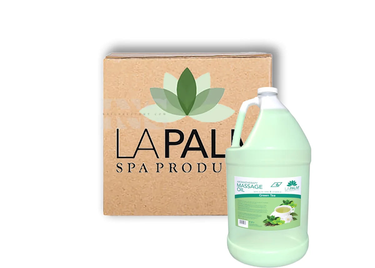 LA PALM Massage Oil Green Tea Gallon 4/Box - Spa Treatment