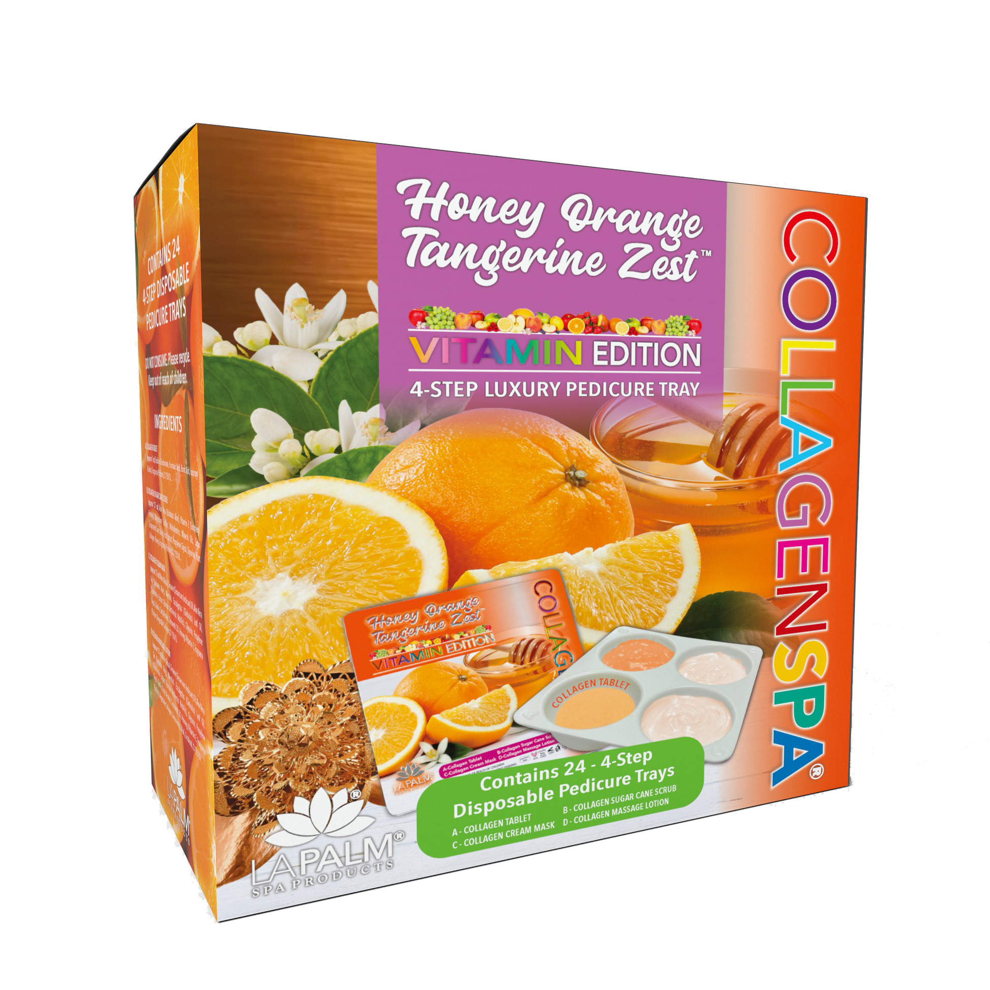 La palm pedicure tray 24/box - orange tangerine zest