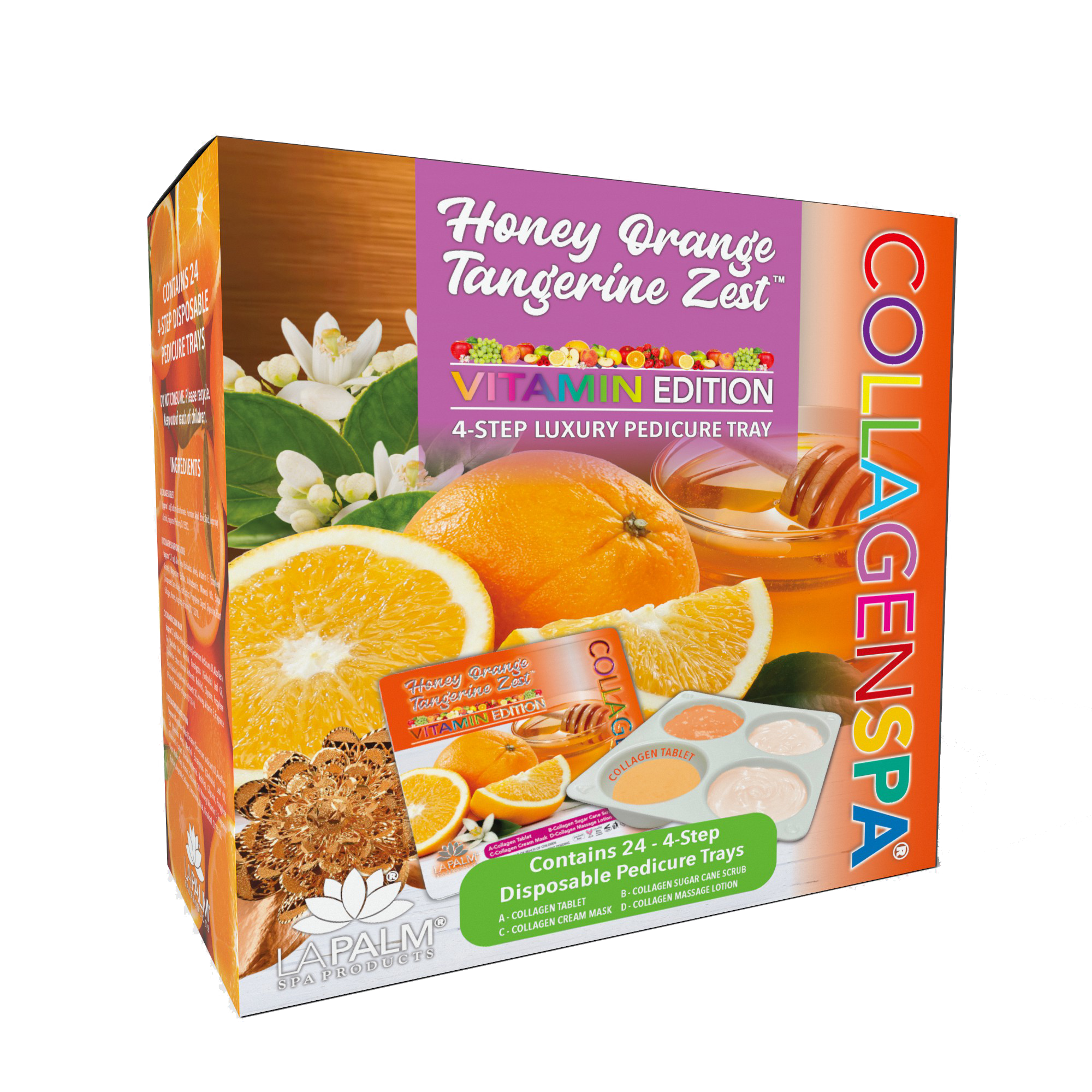 La palm pedicure tray 24/box - orange tangerine zest
