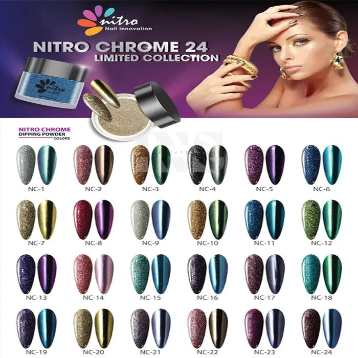 NITRO Chrome Collection Dip 2 oz (24 Jars) - Nail Art