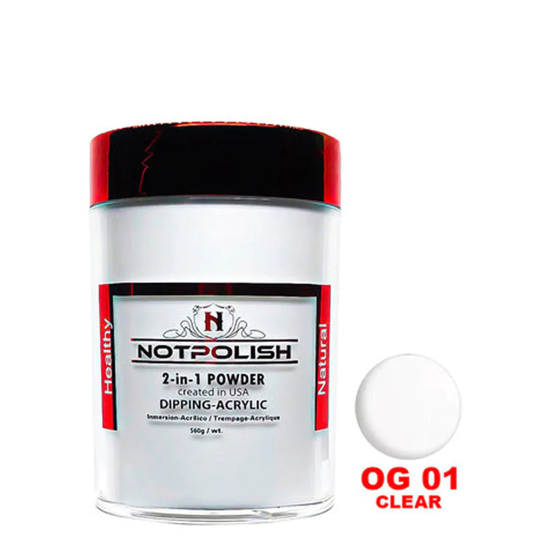Notpolish 2 in 1 powder - og01 clear refill - 16 oz