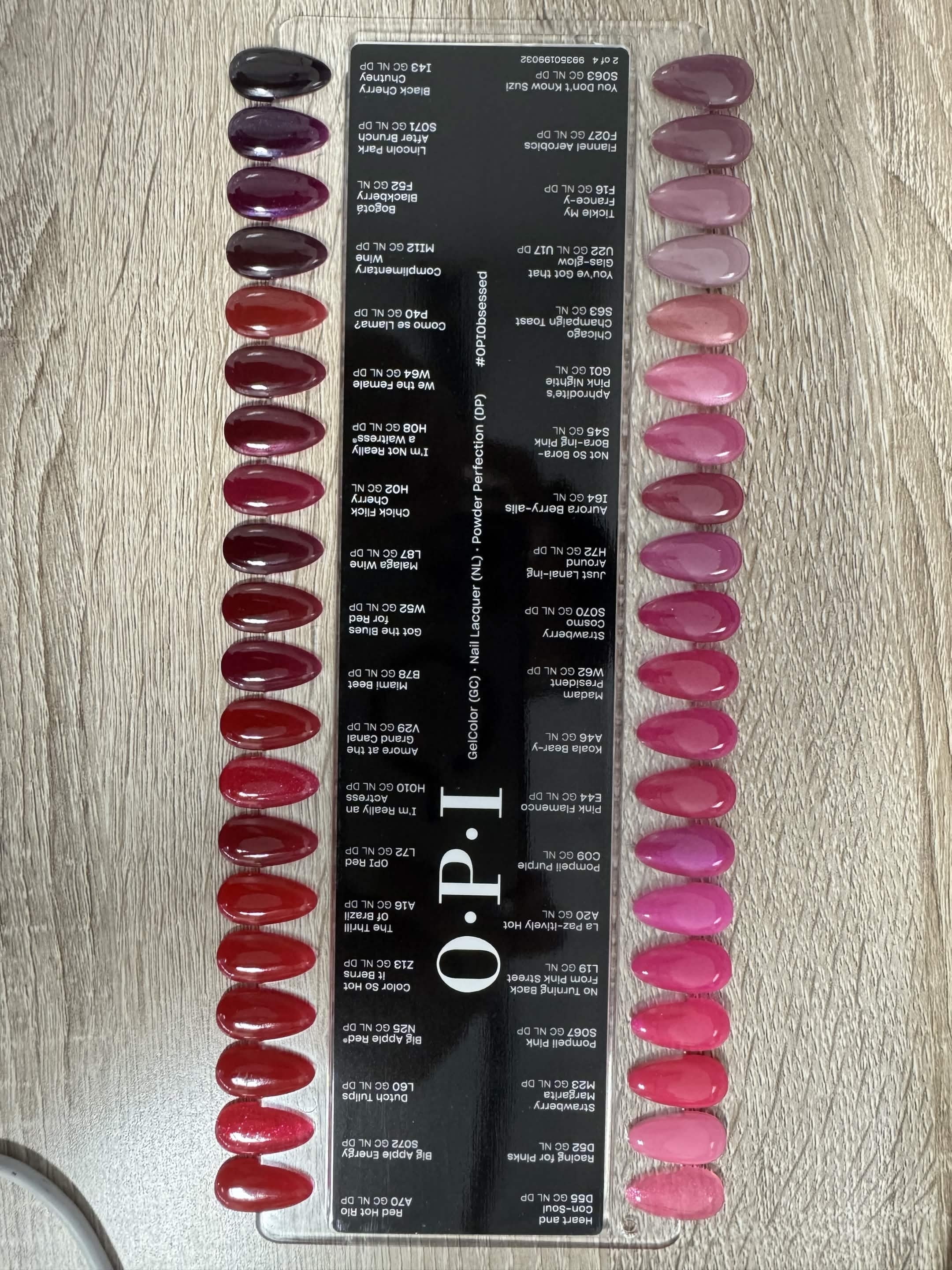 Opi chart 160 colors - black (4 pieces) - color chart