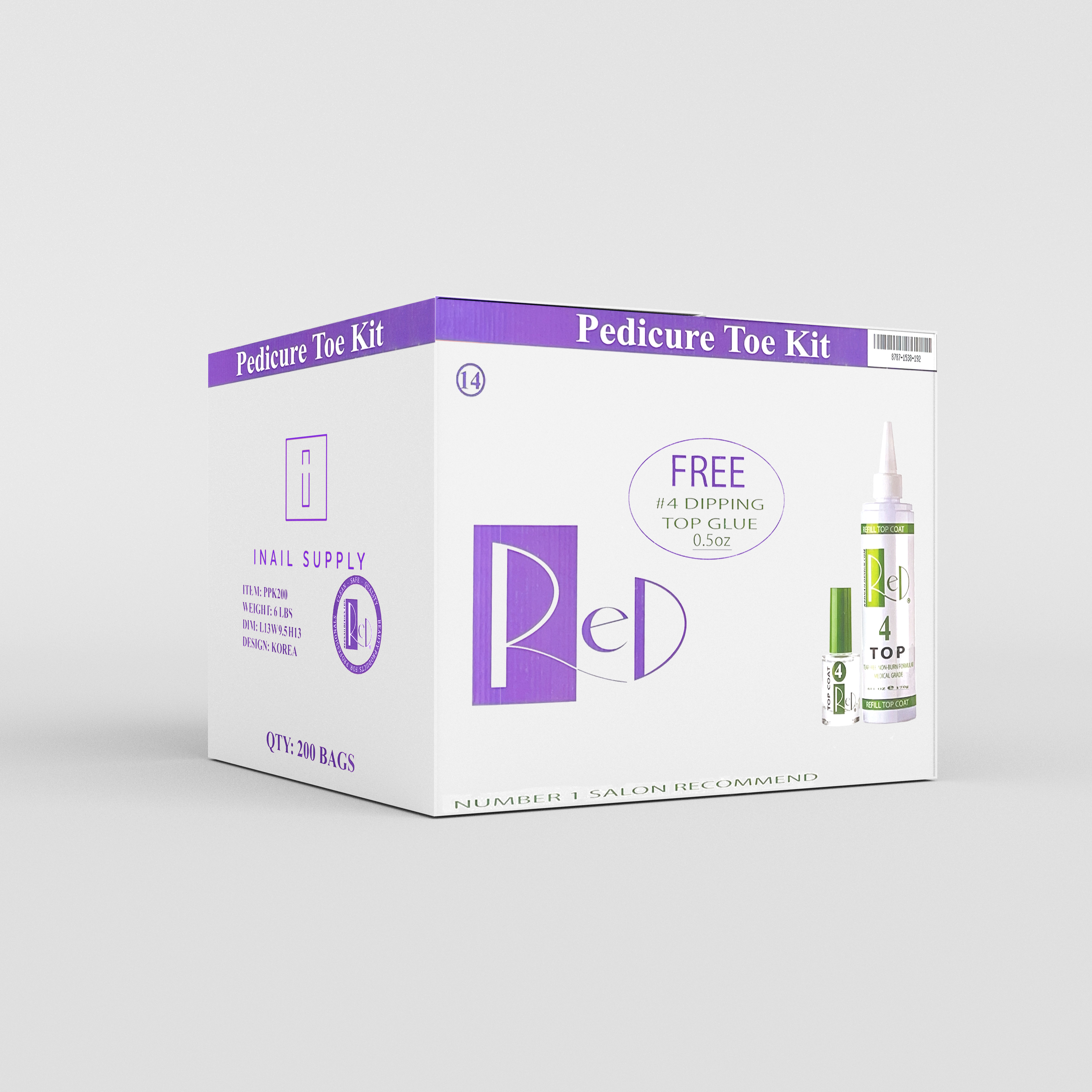 Red disposable pedicure kit 4 (purple pumice-toe