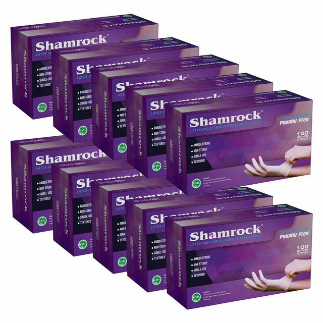 Shamrock 60600 series powder free latex gloves 10/box