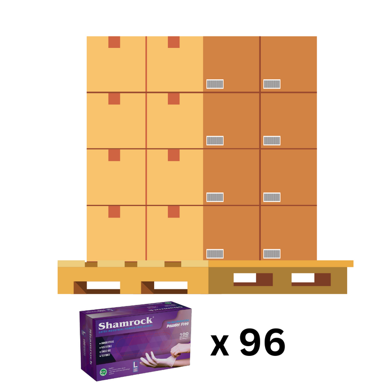 Shamrock 60600 series powder free latex gloves 96/pallet