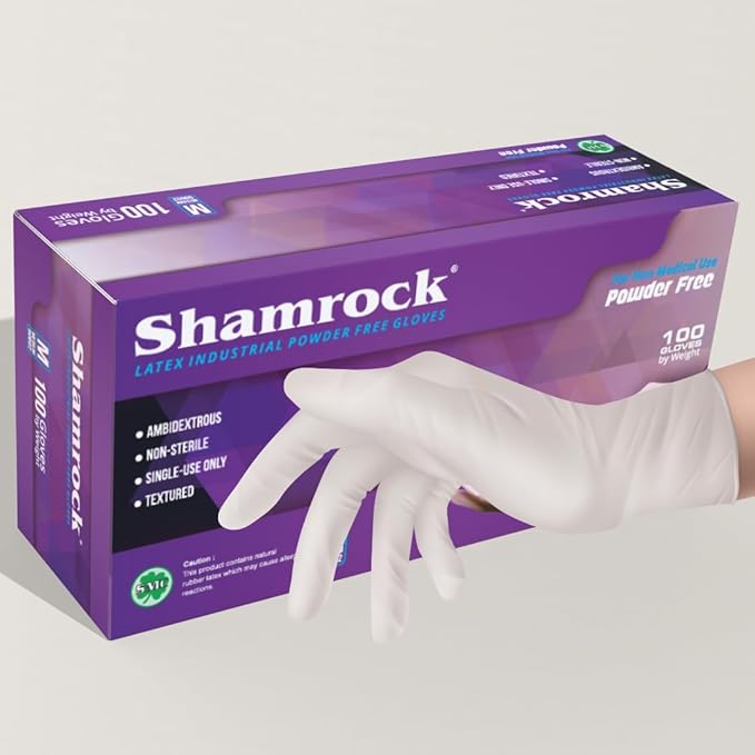Shamrock 60600 series powder free latex gloves single