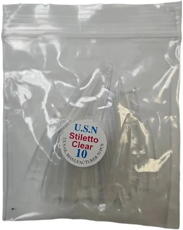 #10 USN Tips Stiletto - Clear 10/pack