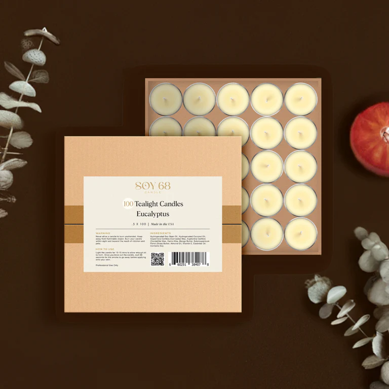 Soy 68 candle moisturizer tealight candle 0.5 oz 100/case