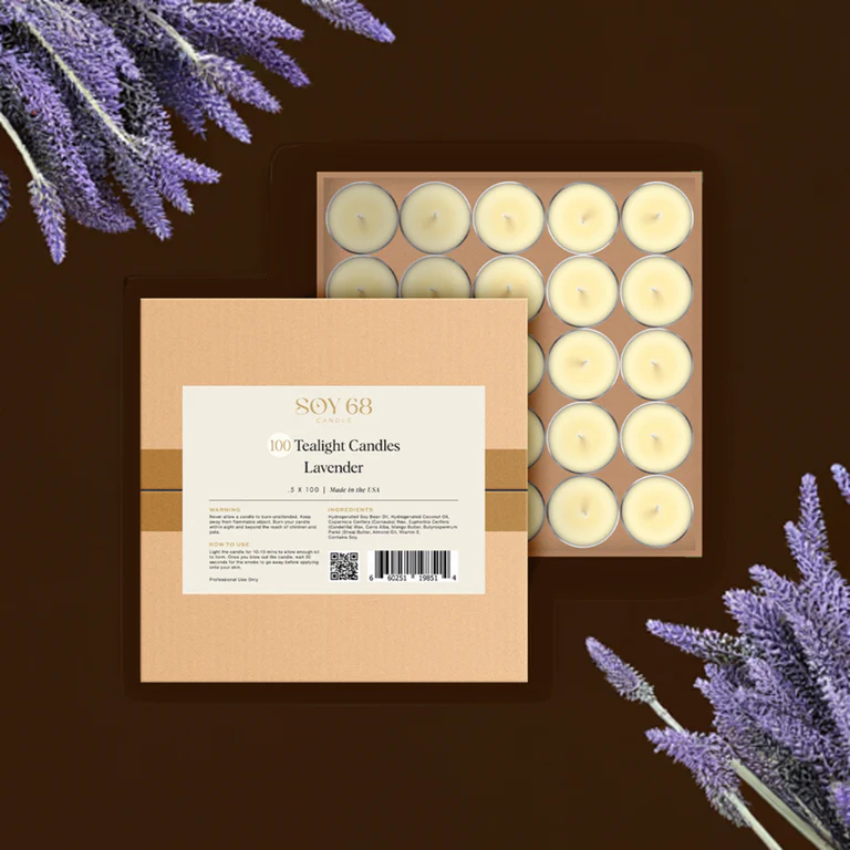 Soy 68 candle moisturizer tealight candle 0.5 oz 100/case