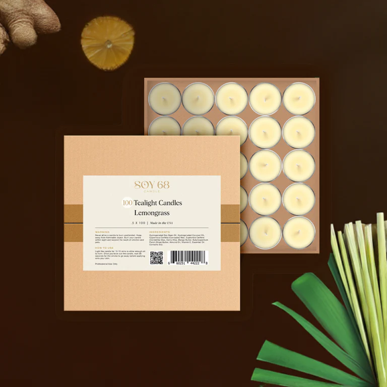 Soy 68 candle moisturizer tealight candle 0.5 oz 100/case