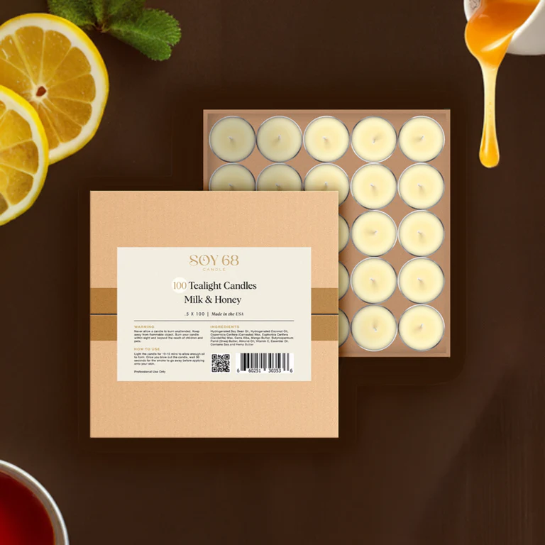 Soy 68 candle moisturizer tealight candle 0.5 oz 100/case