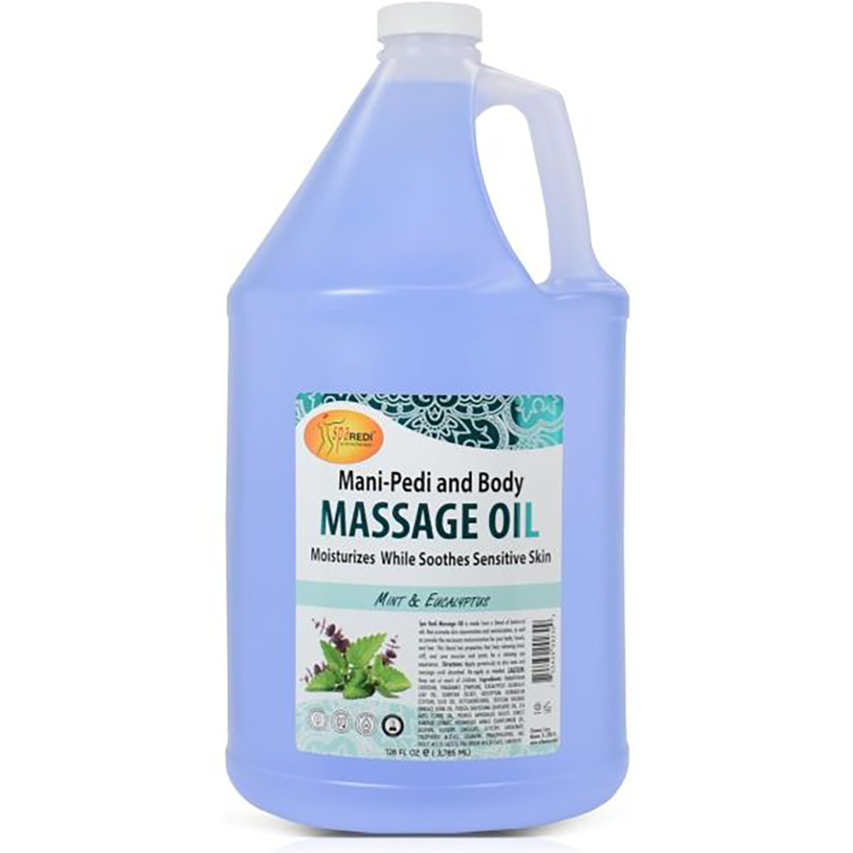 Spa redi massage oil mint & eucalyptus gallon 4/box - spa