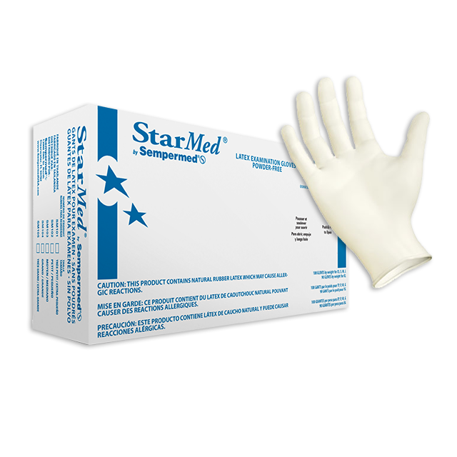 Starmed latex powder free gloves xsmall 10/box - gloves
